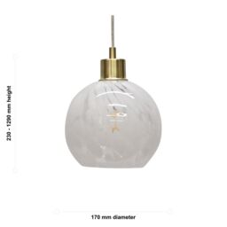 First Choice Lighting Confetti - Glass Globe with Satin Brass Pendant Fitting in White - thumbnail 5