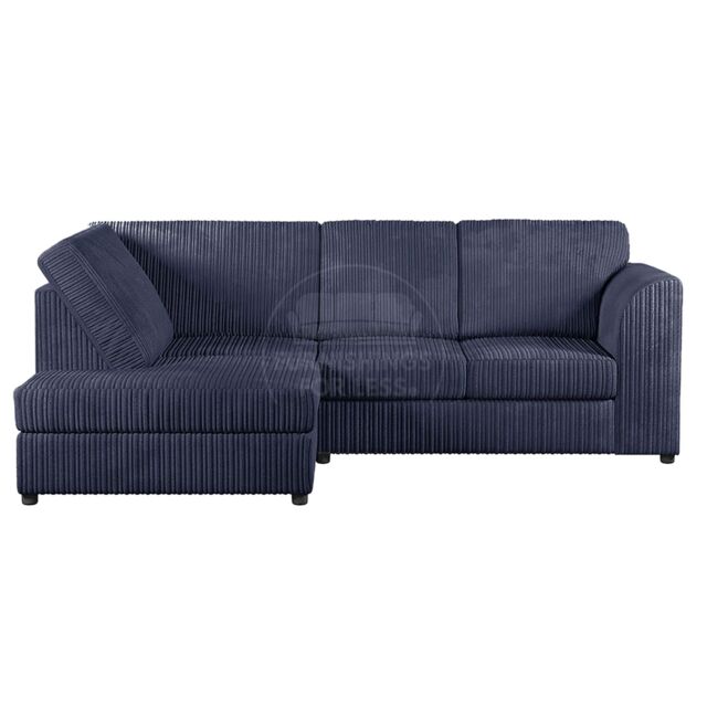 Furnishings For Less UK Luxor Jumbo Cord 4 Seater Corner sofa Left Hand Facing - Full Back in Navy - image 1