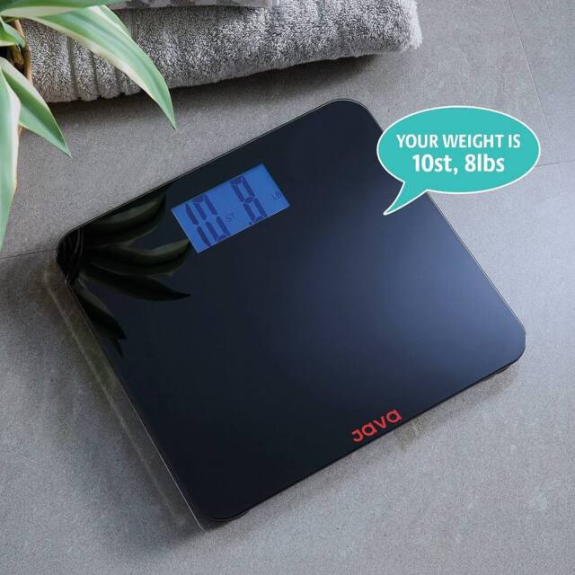JAVA Wellness Talking Digital Bathroom Scales with Glass Platform, Announces Weight in Black - image 1