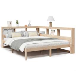 Berkfield Home Decorative Bookcase Bed without Mattress 160x200 cm Solid Wood Pine in Light Tan - thumbnail 3