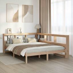 Berkfield Home Decorative Bookcase Bed without Mattress 160x200 cm Solid Wood Pine in Light Tan - thumbnail 2