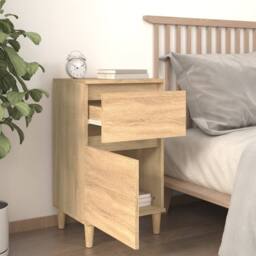 Berkfield Home Bedside Cabinet Sonoma Oak 40x35x70 cm in Brown - Size: 40 x 35 x 70 cm - thumbnail 3