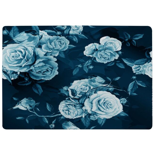Benjamin Tate Design Winter Blue Roses Rug in Natural - Size: Large - image 1