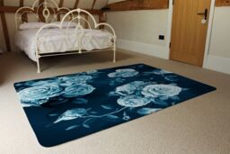 Benjamin Tate Design Winter Blue Roses Rug in Natural - Size: Large - thumbnail 3