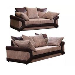 SNUG FURNITURE BIRMINGHAM LTD Dino Jumbo Cord 3+2 Brown & Beige Sofa Set - thumbnail 1