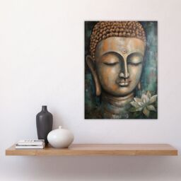 Artery8 Spiritual Meditation Buddha Face Lotus Flower Acrylic Painting Relaxation Spa Treatment Room Art Large Wall Art Poster Print Thick Paper - thumbnail 4