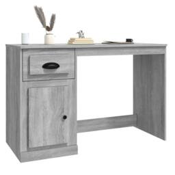 Berkfield Home Elegant Desk with Drawer Grey Sonoma 115x50x75 cm Engineered Wood - Size: 115 x 50 x 75 cm - thumbnail 4