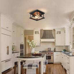 NIVOR Retro Rectangle Flush Mount Ceiling 2-Light Industrial Chandelier in Black - thumbnail 6