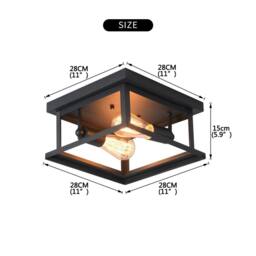 NIVOR Retro Rectangle Flush Mount Ceiling 2-Light Industrial Chandelier in Black - thumbnail 2