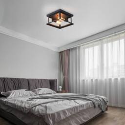 NIVOR Retro Rectangle Flush Mount Ceiling 2-Light Industrial Chandelier in Black - thumbnail 5