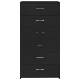 Berkfield Home Sideboard with 6 Drawers Black 50x34x96 cm Engineered Wood - Size: 50 x 34 x 96 cm - thumbnail 4