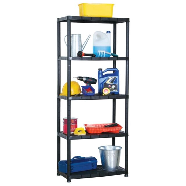 Berkfield Home Storage Shelf 5-Tier Black 71x38x170 cm Plastic - Size: 71 x 38 x 170 cm - image 1