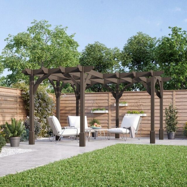 Rutland County Garden Furniture Ltd Corner Pergola - Wood - L480 x W480 cm - Rustic Brown - image 1