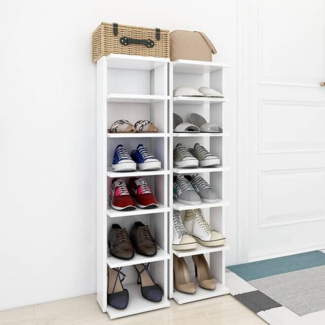 Berkfield Home Shoe Cabinets 2 pcs White 27.5x27x102 cm Engineered Wood - image 1