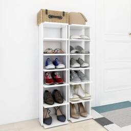 Berkfield Home Shoe Cabinets 2 pcs White 27.5x27x102 cm Engineered Wood - thumbnail 1