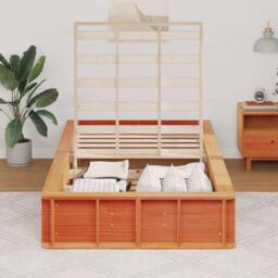 Berkfield Home Bed Frame with Storage Wax brown 100 x 200 cm Solid Pine Wood - thumbnail 4