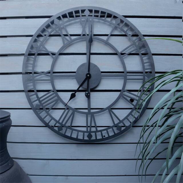 "St Helens Black Open Face Design Wall Clock Non Ticking - 600mm/24"" in Charcoal"