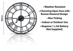 "St Helens Black Open Face Design Wall Clock Non Ticking - 600mm/24"" in Charcoal" - thumbnail 2
