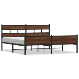 Berkfield Home Metal Bed Frame without Mattress Brown Oak 200x200 cm - thumbnail 1