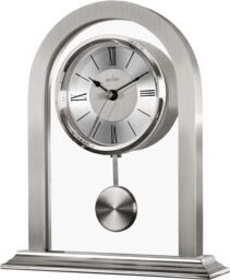 Acctim Colney Pendulum Mantel Clock Quartz Brushed Metal & Glass Energy Efficient Movement in Silver - thumbnail 2