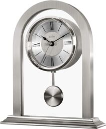 Acctim Colney Pendulum Mantel Clock Quartz Brushed Metal & Glass Energy Efficient Movement in Silver