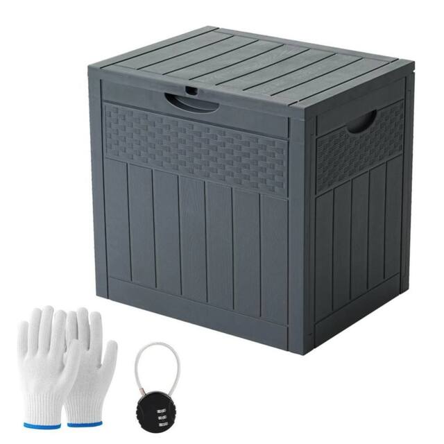 EONLION Large Garden Plastic Storage Box Chest Outdoor in Grey - Size: 500mm - image 1