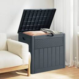 EONLION Large Garden Plastic Storage Box Chest Outdoor in Grey - Size: 500mm - thumbnail 5