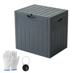 EONLION Large Garden Plastic Storage Box Chest Outdoor in Grey - Size: 500mm - thumbnail 1