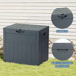 EONLION Large Garden Plastic Storage Box Chest Outdoor in Grey - Size: 500mm - thumbnail 3