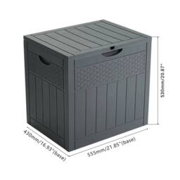 EONLION Large Garden Plastic Storage Box Chest Outdoor in Grey - Size: 500mm - thumbnail 2