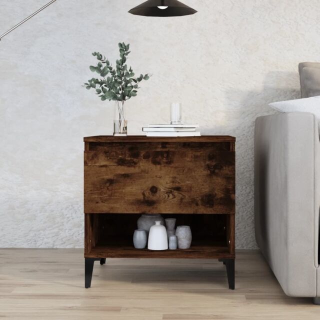 Berkfield Home Side Table Smoked Oak 50x46x50 cm Engineered Wood in Brown - Size: 50 x 46 x 50 cm - image 1