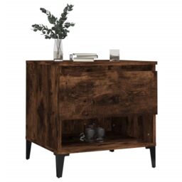 Berkfield Home Side Table Smoked Oak 50x46x50 cm Engineered Wood in Brown - Size: 50 x 46 x 50 cm - thumbnail 4