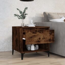 Berkfield Home Side Table Smoked Oak 50x46x50 cm Engineered Wood in Brown - Size: 50 x 46 x 50 cm - thumbnail 3