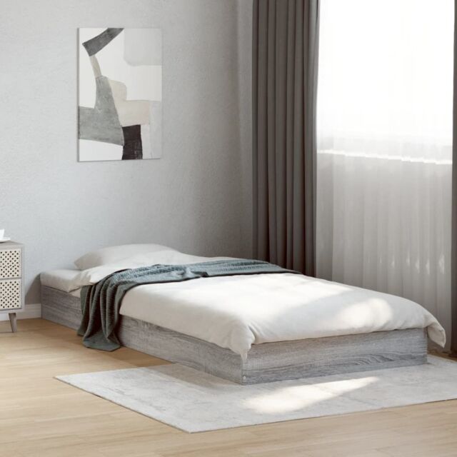 Berkfield Home Bed Frame without Mattress Grey Sonoma 75x190 cm Small Single Engineered Wood - image 1
