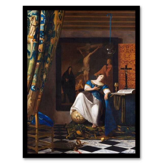 Artery8 Johannes Vermeer Framed Wall Art Print Allegory of the Catholic Faith - Size: A4 - image 1