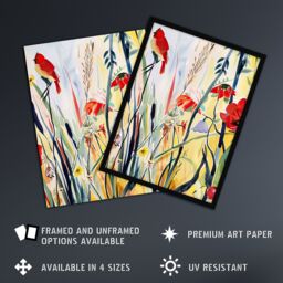 "Artery8 Northen Cardinal Bird Watercolour Spring Flowers Wall Art Print - Size: W12"" x H16""" - thumbnail 2