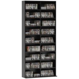 HOMCOM 640 CD Storage Unit 360 DVD Storage Tower w/ 18 Compartments in Black - thumbnail 2