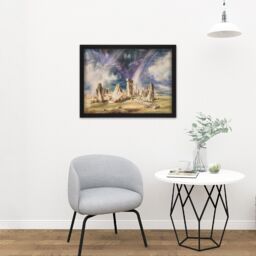 "Artery8 Wall Art Print John Constable Stonehenge Large Framed Wall Décor Art in White - Size: W18"" x H24""" - thumbnail 2