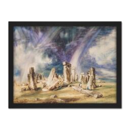 "Artery8 Wall Art Print John Constable Stonehenge Large Framed Wall Décor Art in White - Size: W18"" x H24""" - thumbnail 1