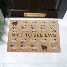Artsy Mats Nice To See Ewe Sheep Doormat (60 x 40cm) in Brown - Size: 40 cm x 60 cm - thumbnail 1