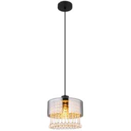 Netlighting Hendry Pendant Ceiling Light Matt Black Smoke Glass Shade 1x E27