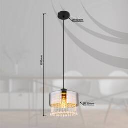 Netlighting Hendry Pendant Ceiling Light Matt Black Smoke Glass Shade 1x E27 - thumbnail 6