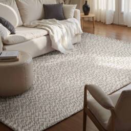 THE RUGS Lyon Handwoven Wool Beans Rug Living Room in Grey - Size: 200 cm x 290 cm - thumbnail 3