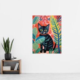 "Artery8 Henri Matisse Style Black Cat In The Jungle Acrylic Painting Extra Large XL Unframed Wall Art Poster Print - Size: W24"" x H32""" - thumbnail 4