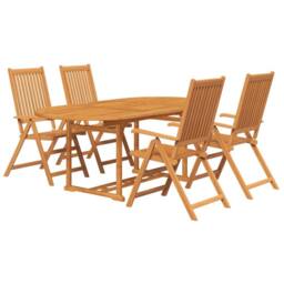 Berkfield Home 5 Piece Garden Dining Set Solid Acacia Wood in Brown - thumbnail 3