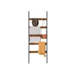 Pirlo Plush 5-Tier Towel Blanket Ladder Shelf Rack With Hooks in Brown - thumbnail 8