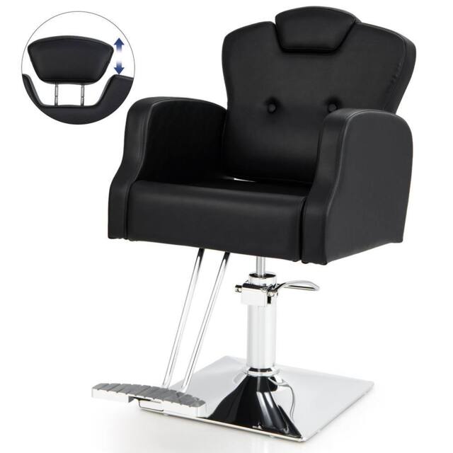 Gymax Barber Chair Swivel Salon Chair With Adjustable Headrest Seat Height in Black - image 1