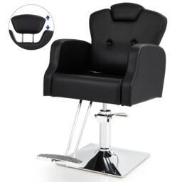 Gymax Barber Chair Swivel Salon Chair With Adjustable Headrest Seat Height in Black - thumbnail 1