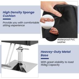 Gymax Barber Chair Swivel Salon Chair With Adjustable Headrest Seat Height in Black - thumbnail 5
