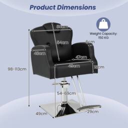 Gymax Barber Chair Swivel Salon Chair With Adjustable Headrest Seat Height in Black - thumbnail 7